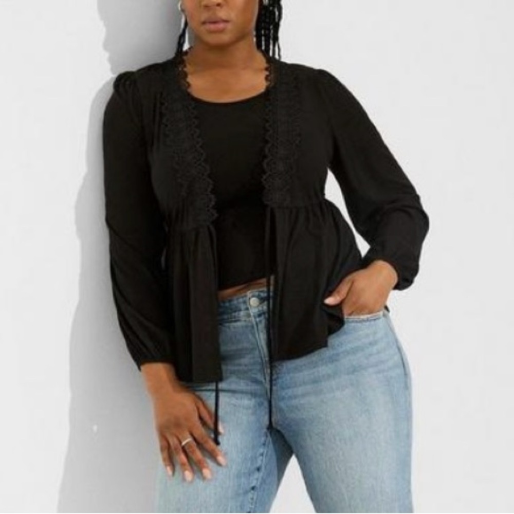 Torrid Supersoft Rib V-neck Trim Tie Top Size 1